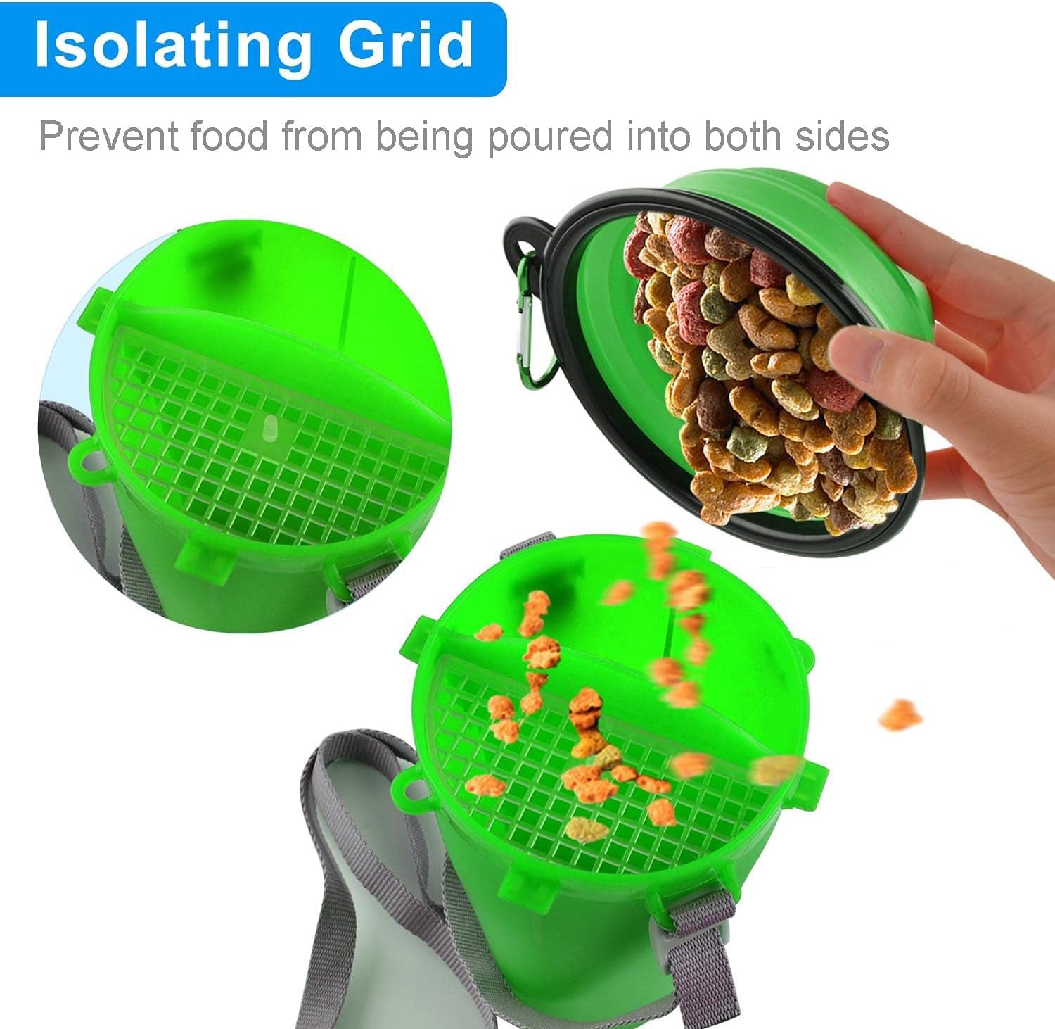 2-in-1 Portable Dog Water Bottle & Food Container with Collapsible Bowls