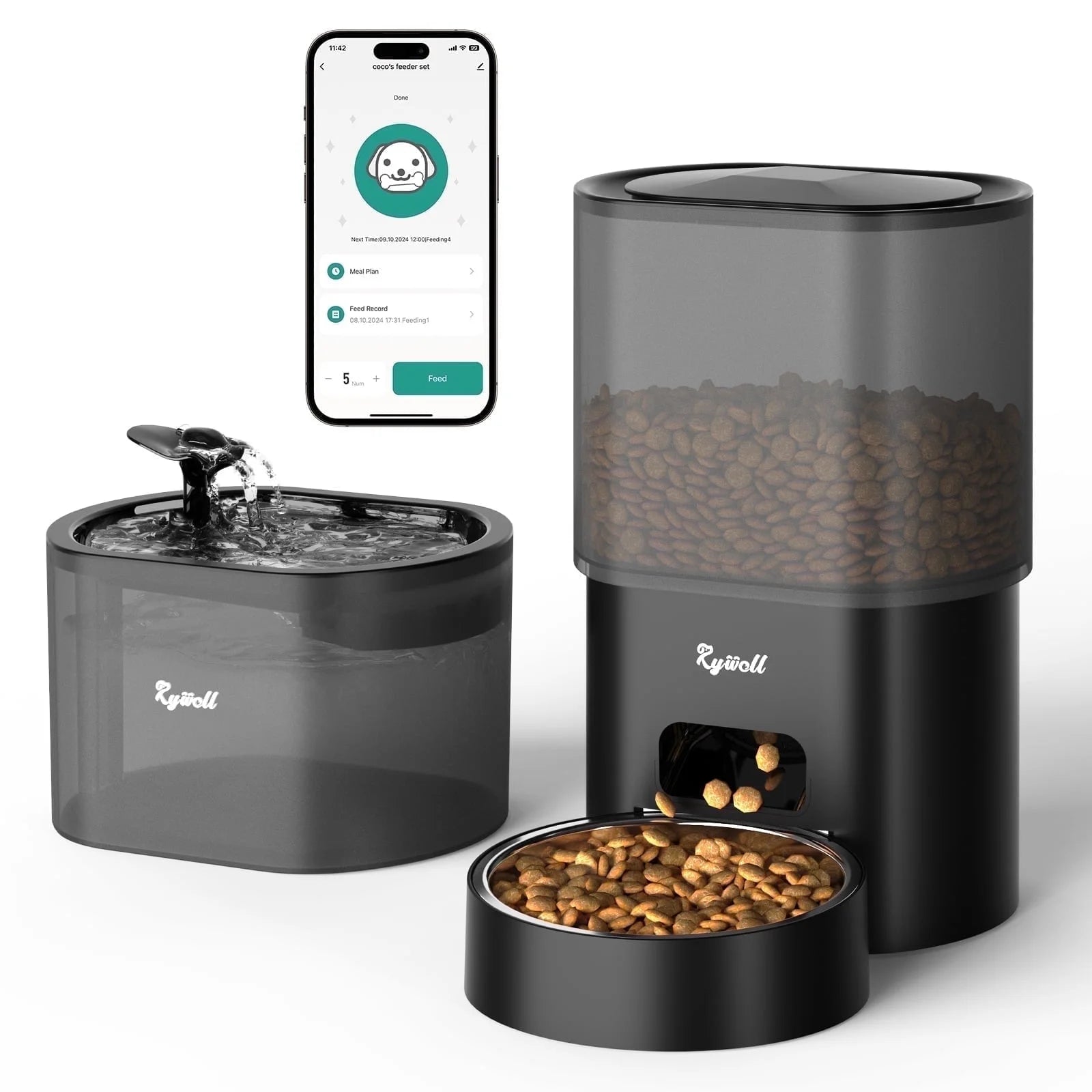 Rywell 2-in-1 Smart Pet Feeder & Water Fountain