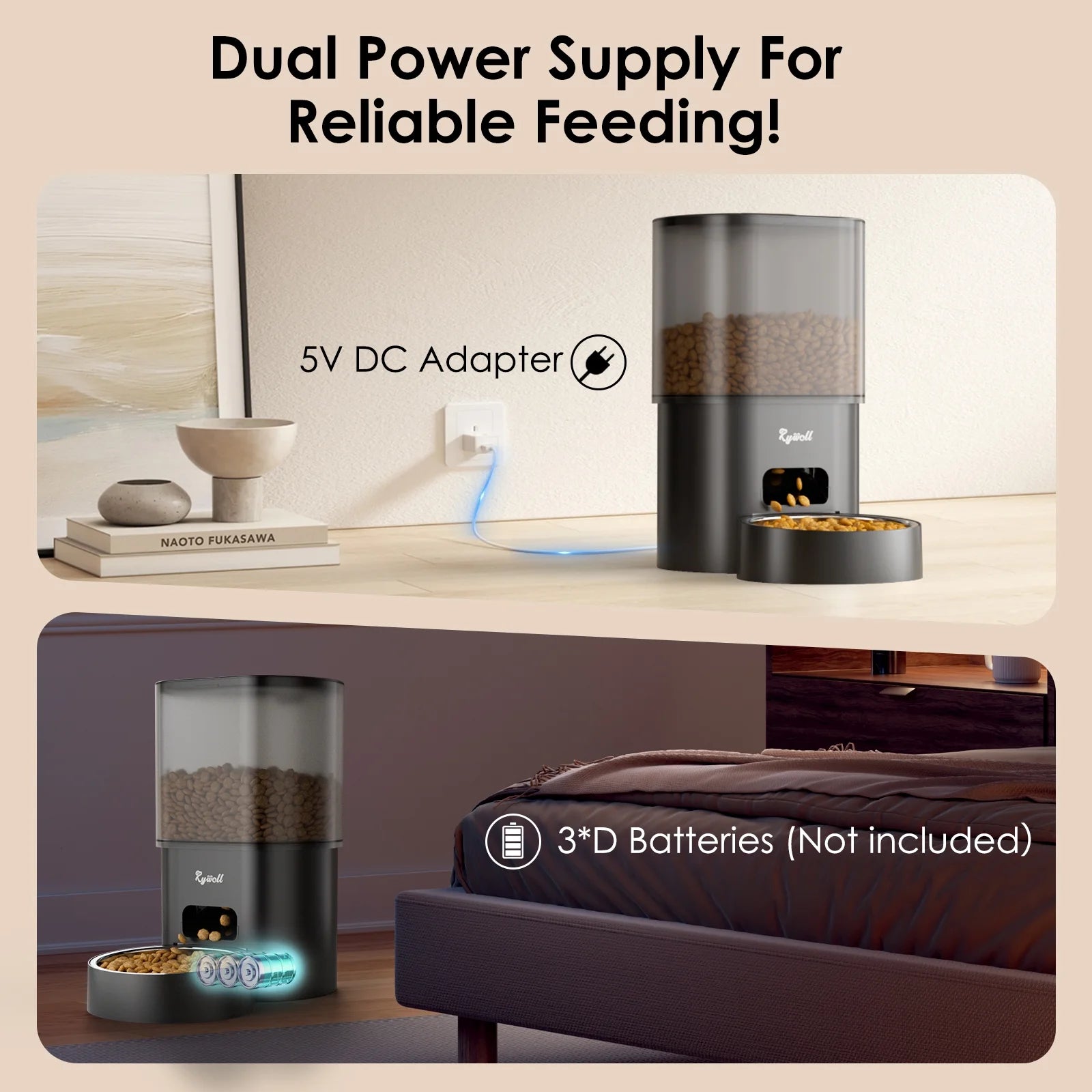 Rywell 2-in-1 Smart Pet Feeder & Water Fountain