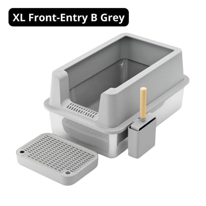 Enclosed Stainless Steel Litter Box with High Enclosure and Leak-Proof Design, Extra Large Litter Box for Big Cats