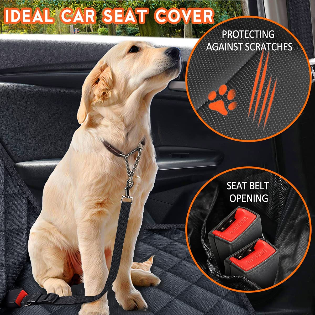 Dog Car Seat Cover – Waterproof, Non-Slip Back Seat Protector for Cars, Trucks & SUVs