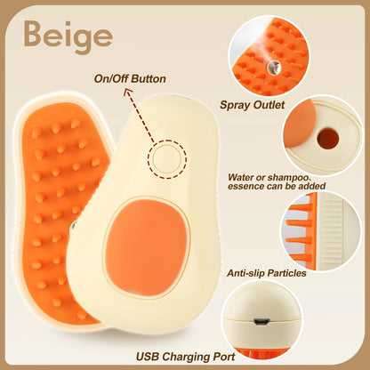 Steam Brush – 3-In-1 Pet Grooming Comb with Water Spray for Cats and Dogs