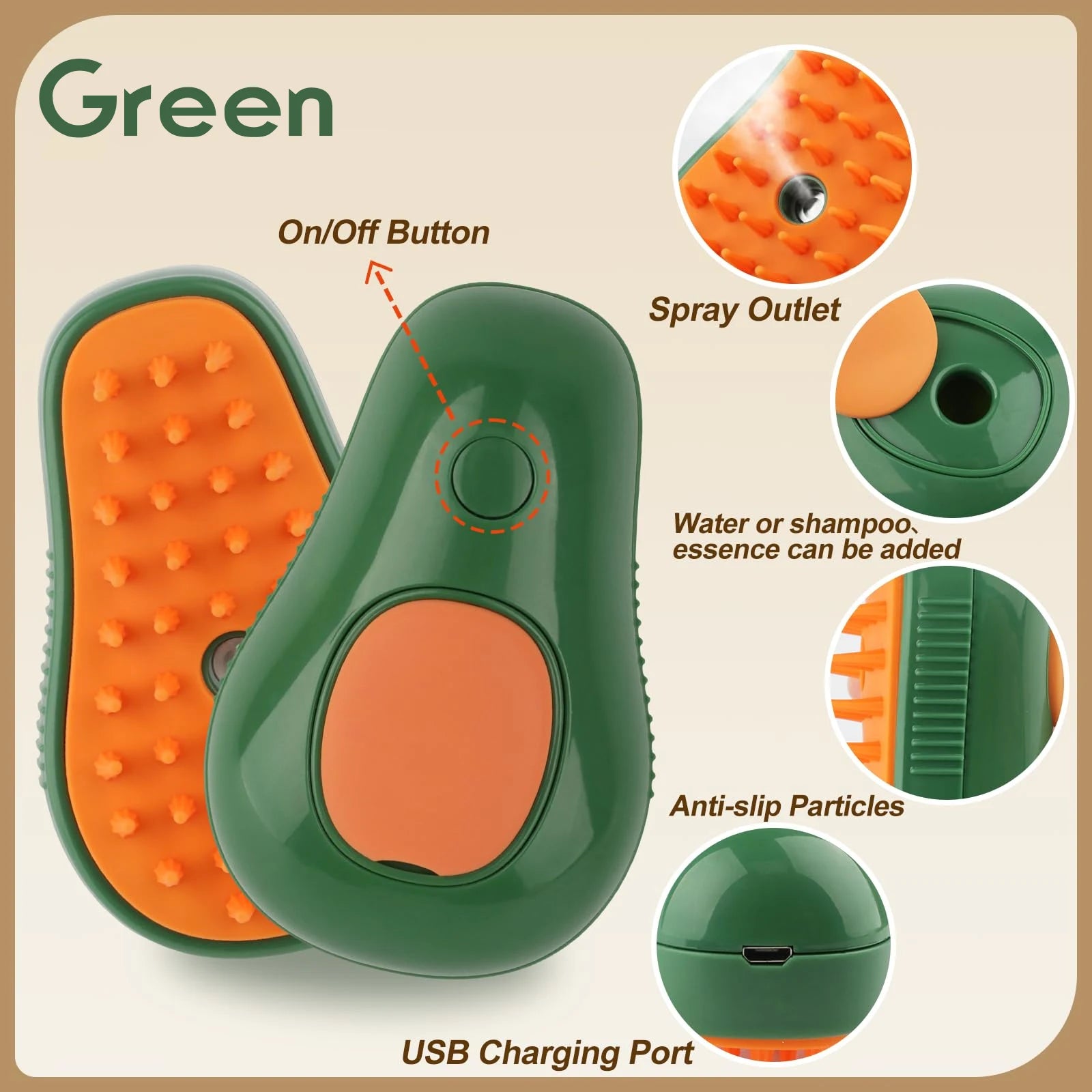 Steam Brush – 3-In-1 Pet Grooming Comb with Water Spray for Cats and Dogs