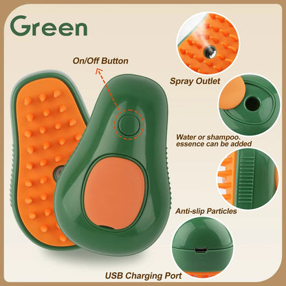 Steam Brush – 3-In-1 Pet Grooming Comb with Water Spray for Cats and Dogs