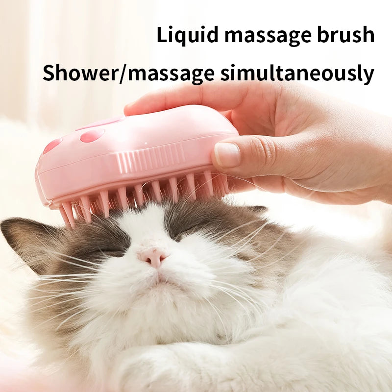 Steam Brush – 3-In-1 Pet Grooming Comb with Water Spray for Cats and Dogs