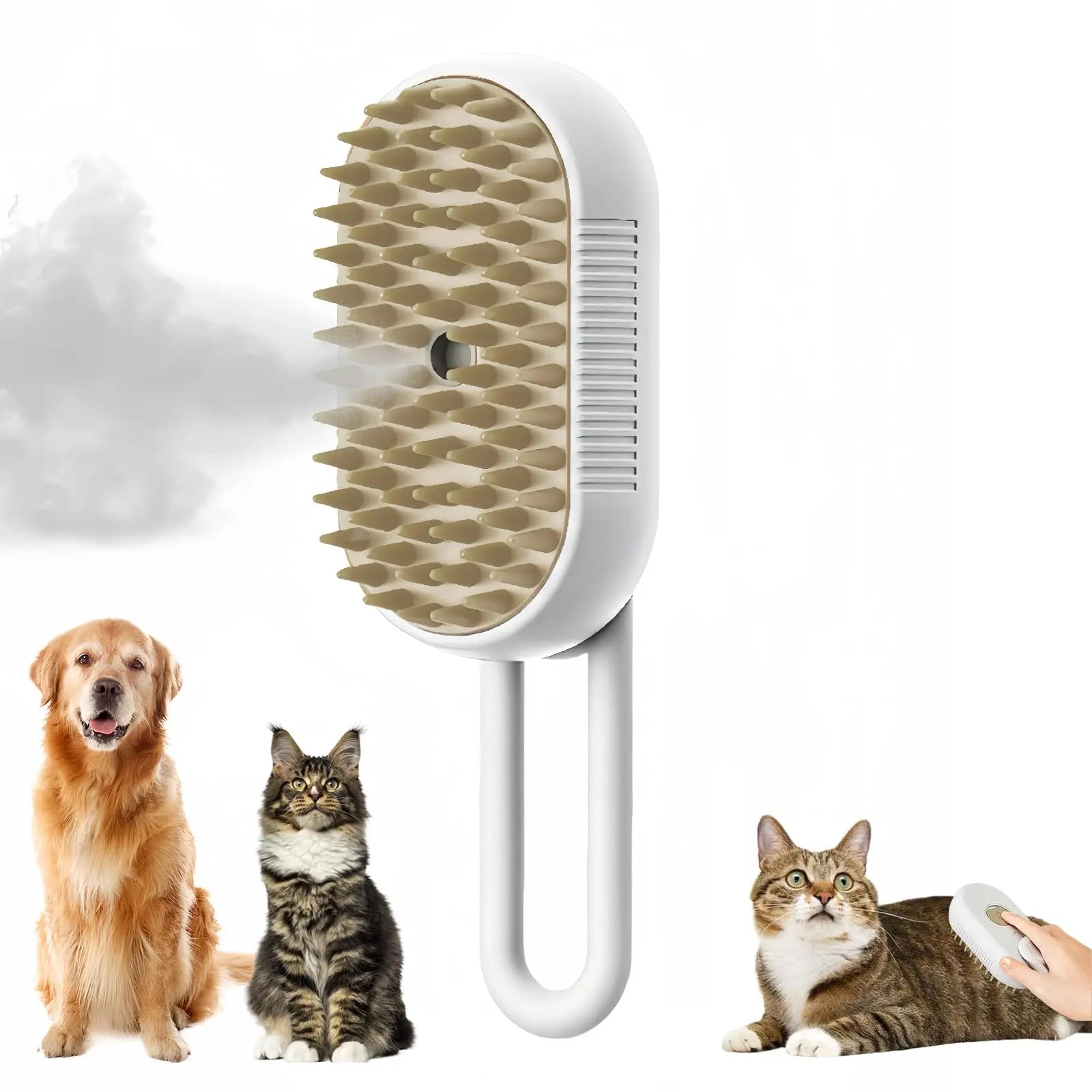Steam Brush – 3-In-1 Pet Grooming Comb with Water Spray for Cats and Dogs