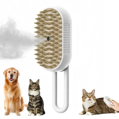 Steam Brush – 3-In-1 Pet Grooming Comb with Water Spray for Cats and Dogs