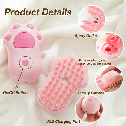 Steam Brush – 3-In-1 Pet Grooming Comb with Water Spray for Cats and Dogs